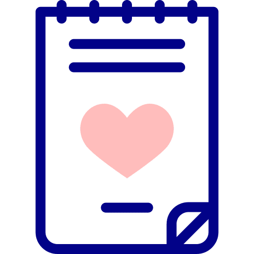 Notebook sketchbook heart education icon