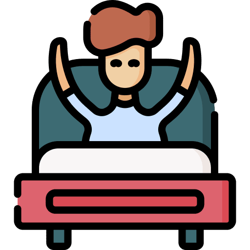 Wake up stretching caucasian wake up icon