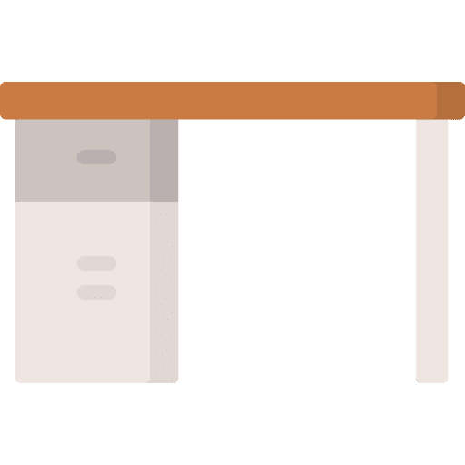 Desk furniture and household desk drawers icon