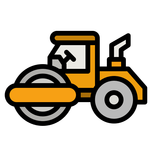 Tractor construction and tools asphalt tractor icon