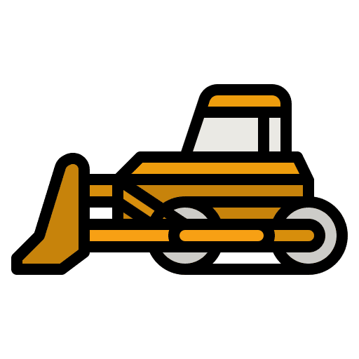 Bulldozer construction and tools transportation construction icon