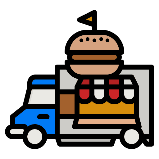 Food truck hamburger food and restaurant van icon