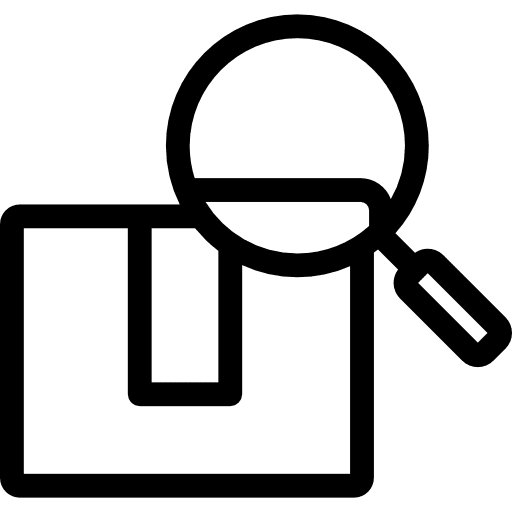 Delivery search package pack magnifying glass icon