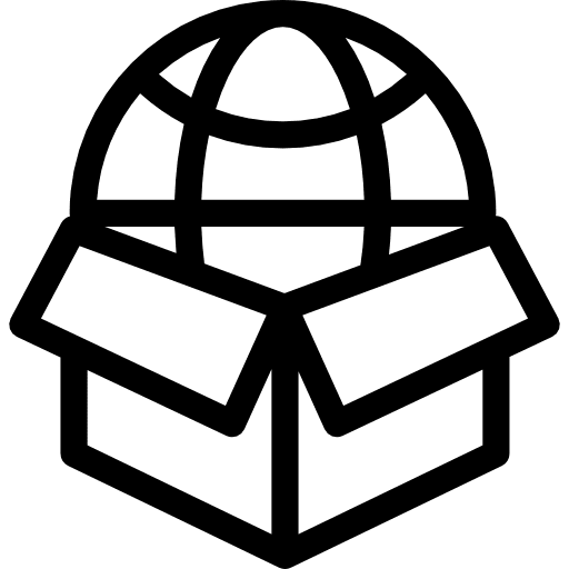 Worldwide delivery planet earth box packing icon
