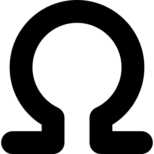 Omega typography language shapes icon