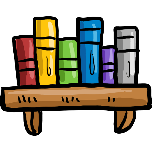 Bookshelf library furniture bookcase icon