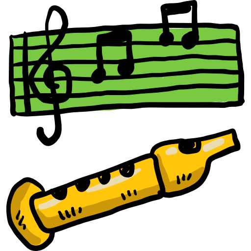Flute music and multimedia wind instrument orchestra icon