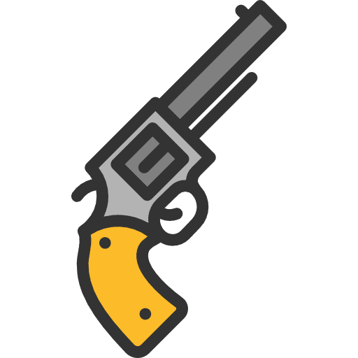 Revolver pistol bullets weapons icon