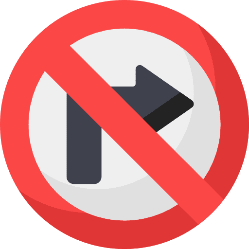 No turn right signs signaling circulation icon