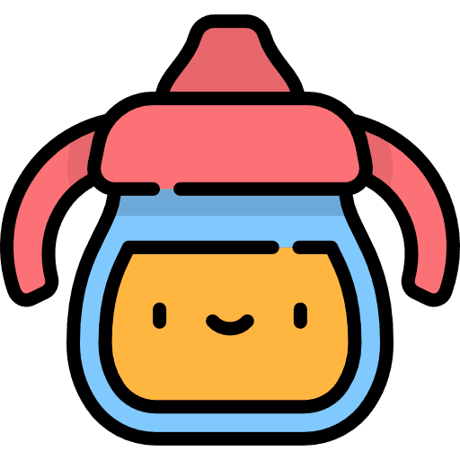 Sippy cup kid and baby utensil food icon