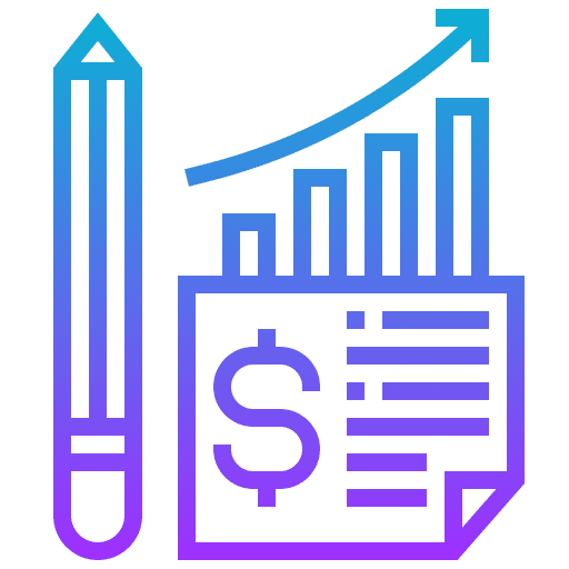 Profit check dollar symbol bar graph icon