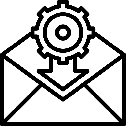 Inbox email cogwheel communications icon