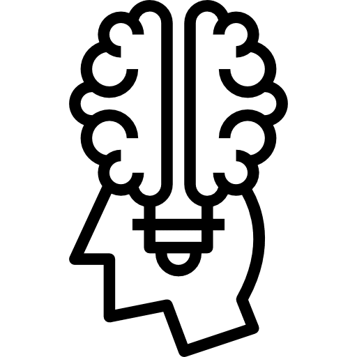 Think brain gear intelligence icon