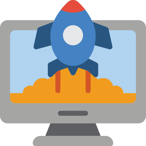 Startup screen rocket ship seo and web icon