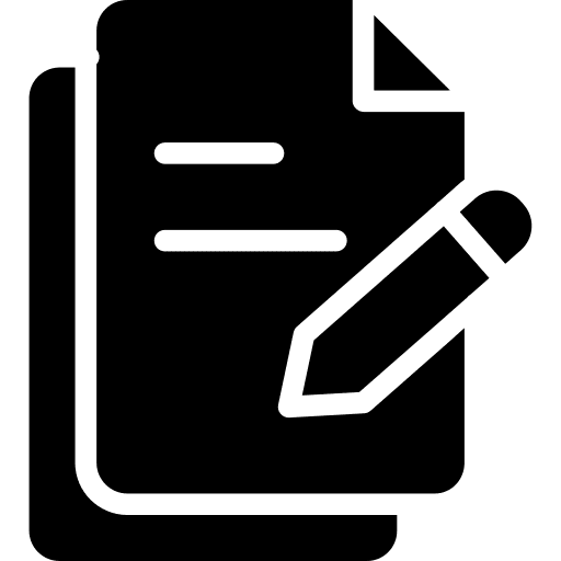 Writing paper inquiry signing icon