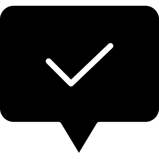 Message check speech bubble tick icon