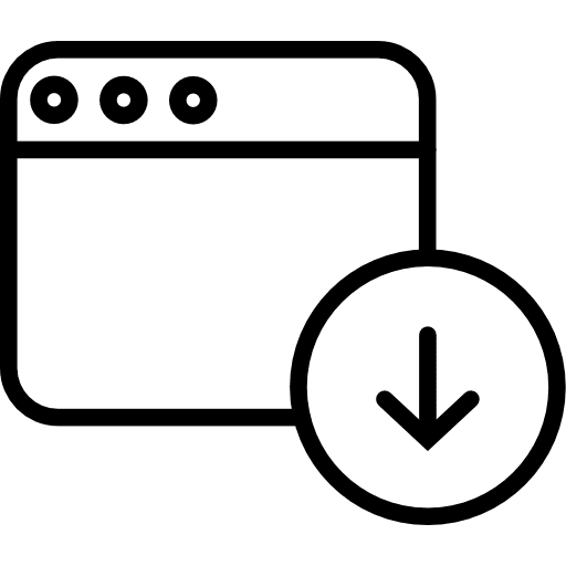 Browser website down arrow downloading icon