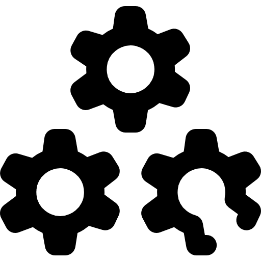 Teamwork network cogwheel action icon