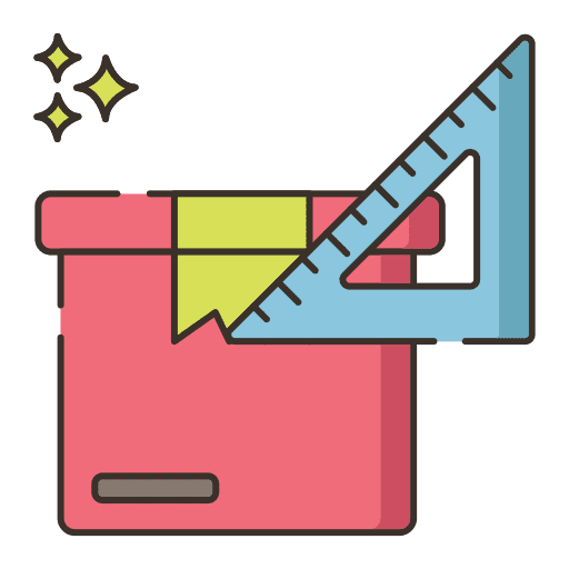 Dimension cardboard shipping and delivery education icon