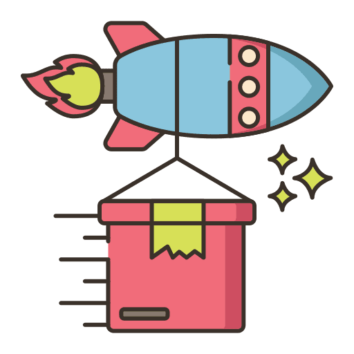 Rocket box shipping and delivery transportation icon
