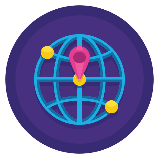 Network earth grid location pin network icon