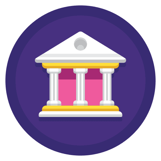 Court architecture and city law justice icon