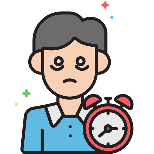 Sleep disorder problems time and date sleeping icon