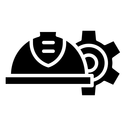 Technician cogwheel repair helmet icon