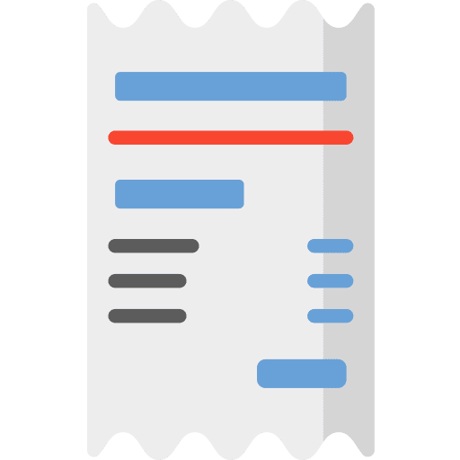 Receipt ticket files and folders bill icon
