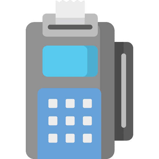 Terminal money commerce and shopping payment method icon