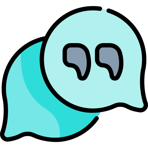 Quotation signs right quote chat bubble icon