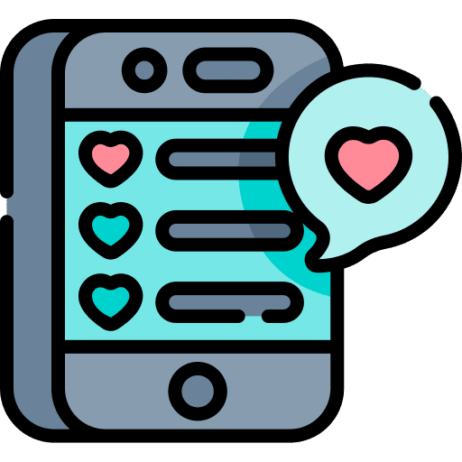 Likes hearts chat bubble cellphone icon