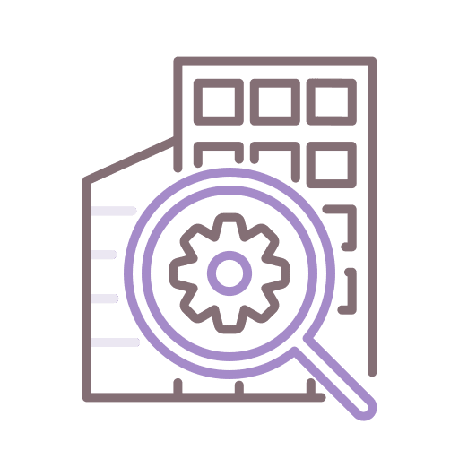 Inspection loupe building search icon