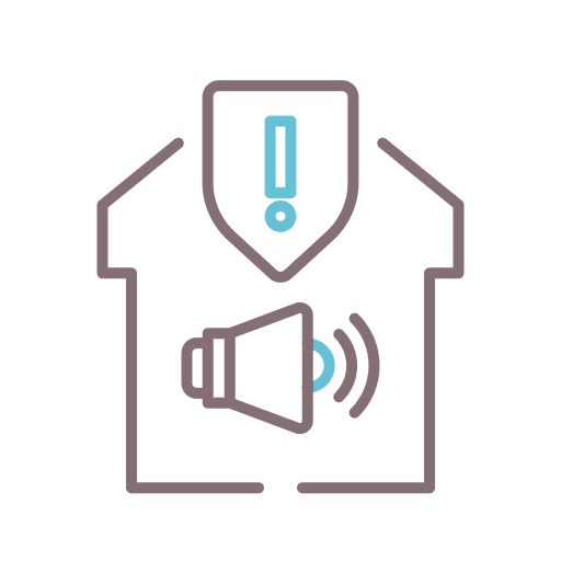 Alarm system fire alarm notification house icon