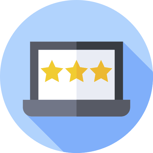 Laptop chat box communications stars icon