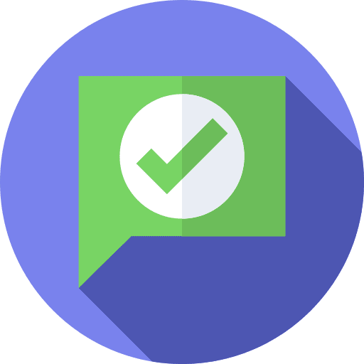 Approved speech bubble check sign social media icon