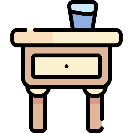 Nightstand glass of water elegant furniture and household icon