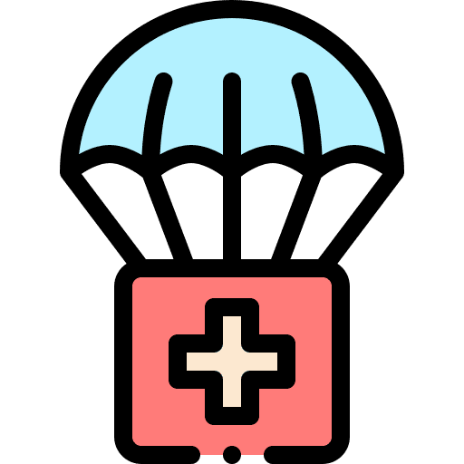 Aid supply shipping and delivery airdrop icon