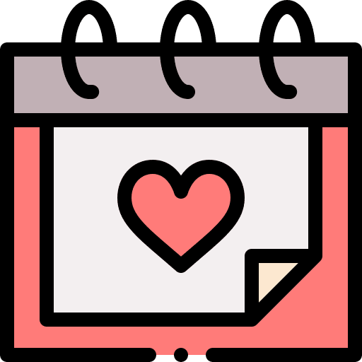 Calendar time and date calendar romantic icon