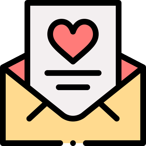 Letter mail love and romance love letter icon