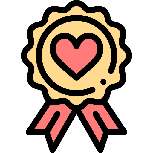 Badge heart recognition love and romance icon