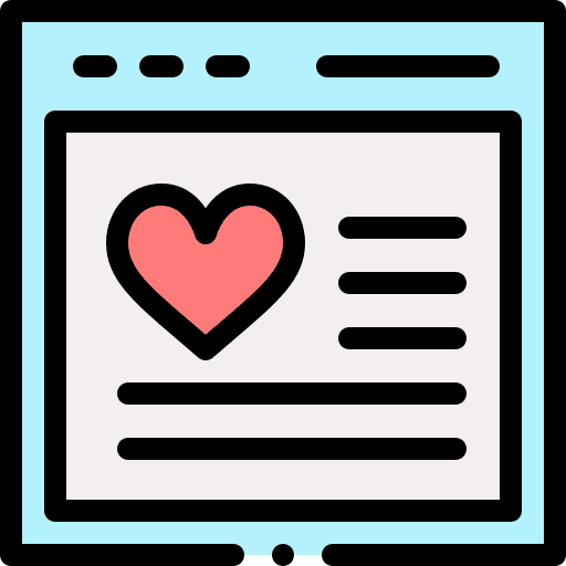 Website browser love and romance love icon