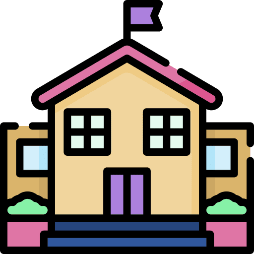 Kindergarten buildings school architecture and city icon