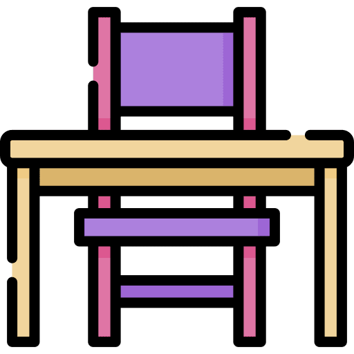 Table chair kid and baby studio icon