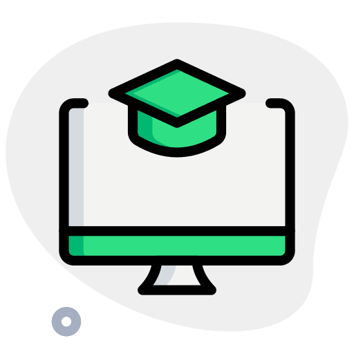 Desktop computer classroom mortarboard course icon