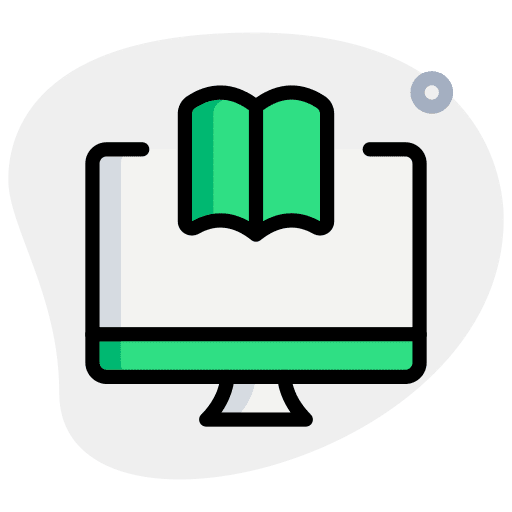Desktop computer study e learning online education icon