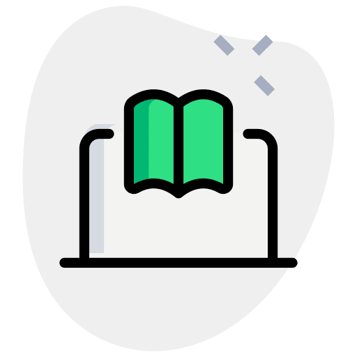 Laptop study book online education icon