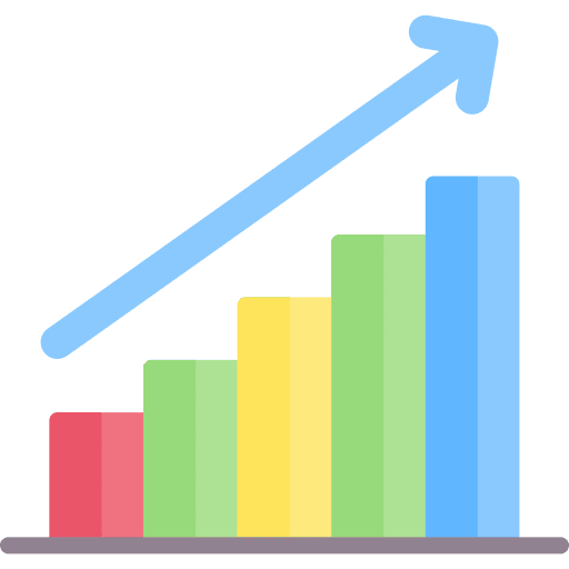 Bar graph business and finance flow benefit icon