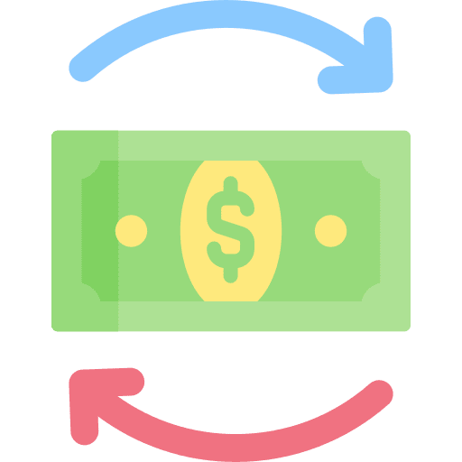 Money transfer dollar currency exchange notes icon