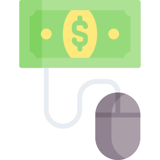 Pay per click business and finance money pay per click icon